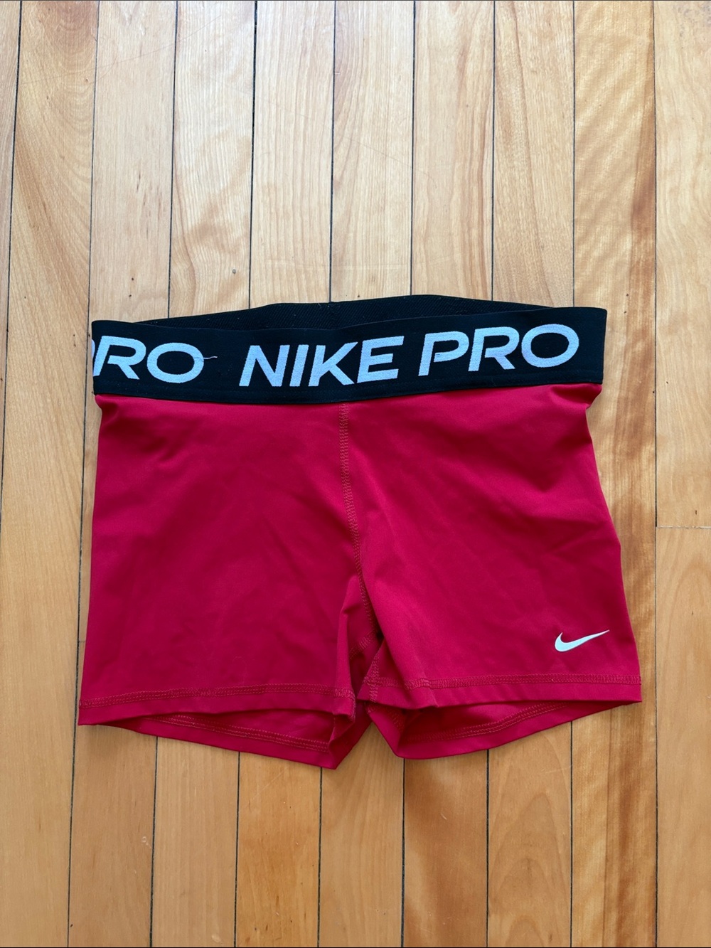 Nike Red Compression Training Shorts with Black Waistband